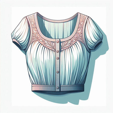 Vector illustration of a woman's blouse in retro style. Hand-drawn illustration.のイラスト素材