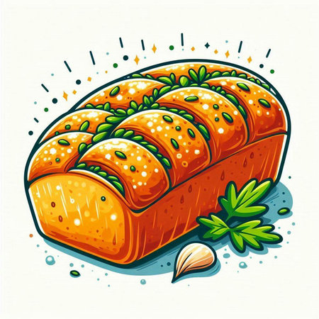 Vector illustration of baked bread on white background. Hand drawn style.のイラスト素材