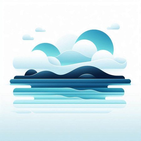 abstract blue background with waves and sun, vector illustration eps10のイラスト素材