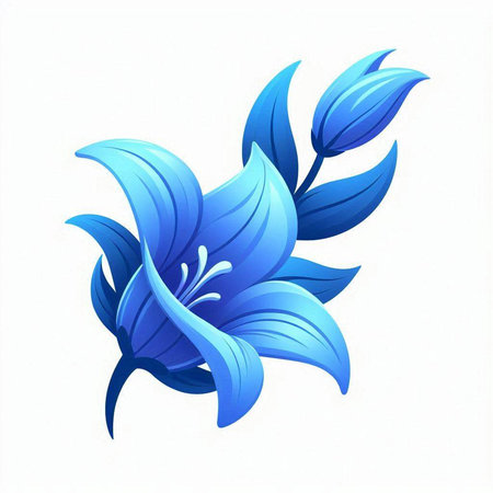 Blue lily flower isolated on a white background. Vector illustration.のイラスト素材
