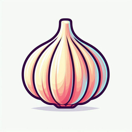 Garlic icon isolated on white background. Vector illustration in cartoon style.のイラスト素材