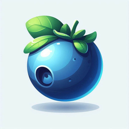 Blueberry with leaves on a light blue background. Vector illustration.のイラスト素材