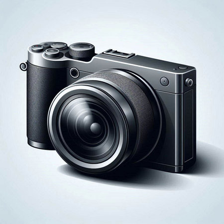 Digital camera on a white background. Vector illustration. Eps 10.のイラスト素材