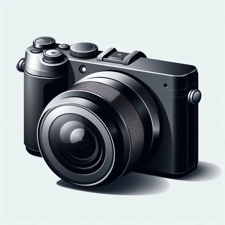 Digital SLR camera on a light background. Vector illustration. Eps 10.のイラスト素材