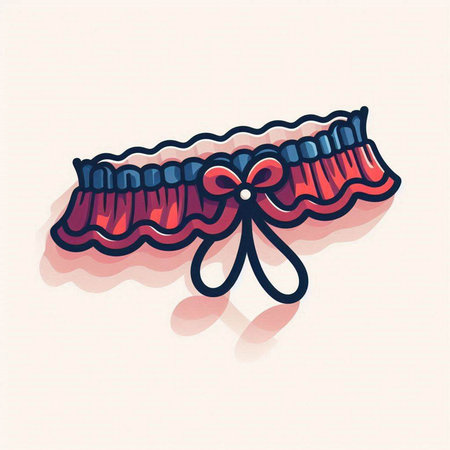 Illustration of a ribbon with a bow on a white background.のイラスト素材