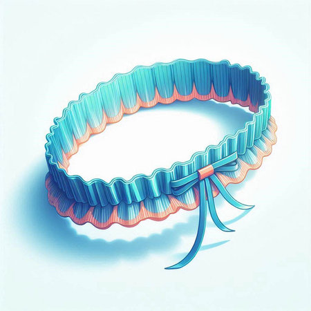 Vector illustration of a bracelet made of blue and red ribbons.のイラスト素材