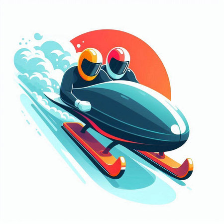 Bobsledding, winter sport, extreme activity, vector illustrationのイラスト素材
