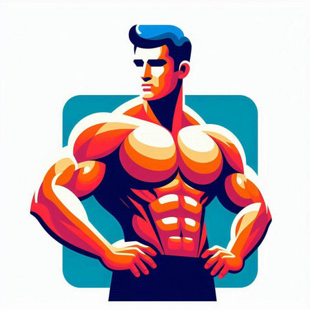 Bodybuilder. Vector illustration. Isolated on a white background.のイラスト素材