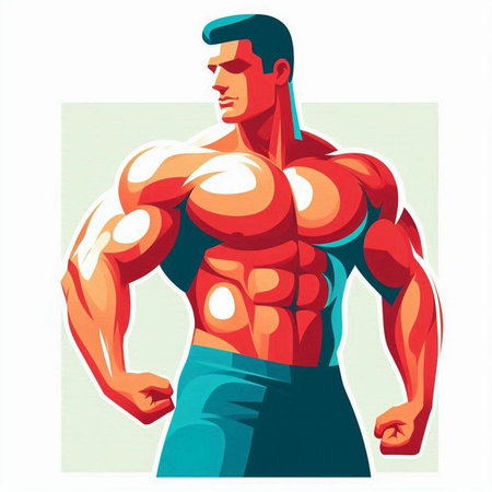 Muscular man bodybuilder. Vector illustration of a bodybuilder.のイラスト素材