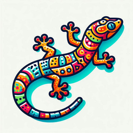 Colorful lizard on white background. Vector illustration for your design.のイラスト素材