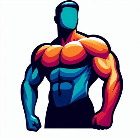 Bodybuilder. Vector illustration. Isolated on a white background.のイラスト素材