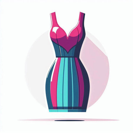 Fashionable dress on a mannequin. Vector illustration.のイラスト素材