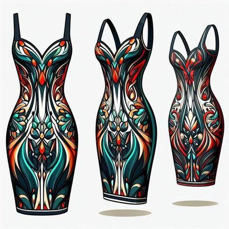 Vector set of hand drawn doodle women's swimsuits.のイラスト素材