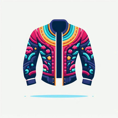 Colorful winter jacket isolated on a white background. Vector illustration.のイラスト素材