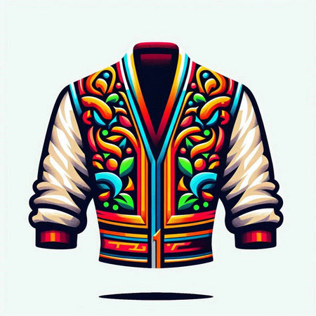 Illustration of a male jacket with abstract patterns. Vector illustration.のイラスト素材