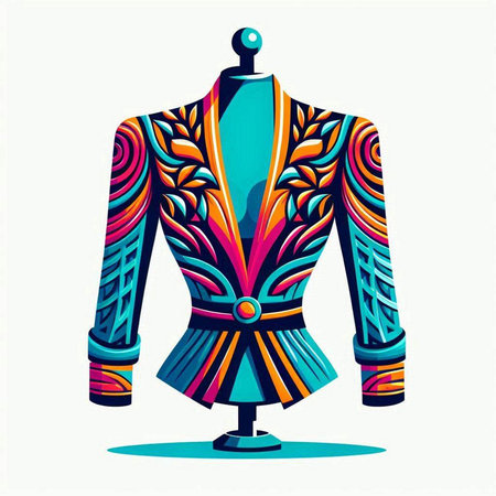 Retro mannequin with colorful pattern on it. Vector illustration.のイラスト素材