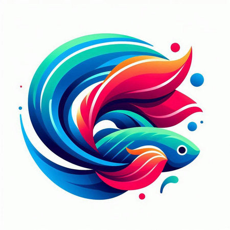 Colorful abstract fish on white background. Vector illustration for your designのイラスト素材