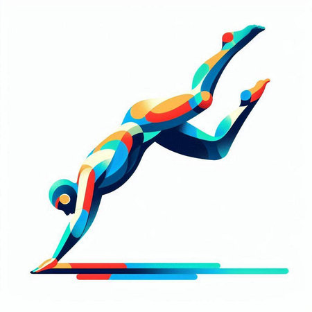 Abstract silhouette of a woman in yoga pose. Colorful vector illustration.のイラスト素材