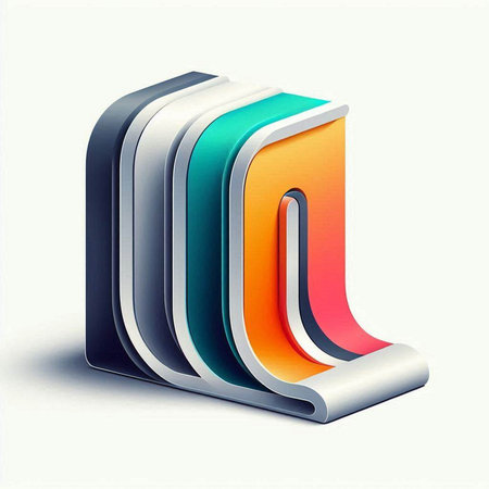 Colorful 3d letter U isolated on white background. Vector illustration.のイラスト素材