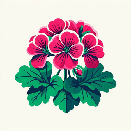 Geranium flowers in vintage style on a white background. Vector illustration.のイラスト素材