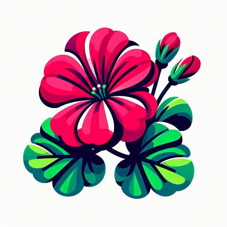 Illustration of a pink geranium flower on a white background.のイラスト素材
