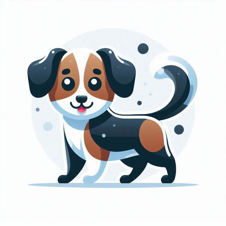 Cute cartoon dog. Vector illustration of a dog on a white background.のイラスト素材