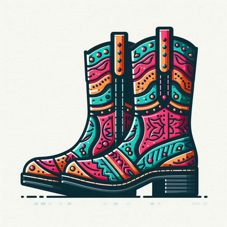 Hand drawn vector illustration of a boot with ethnic ornaments.のイラスト素材