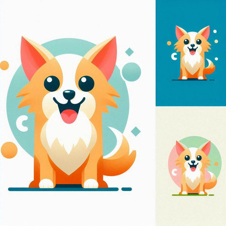 Cute cartoon corgi dog with different emotions. Vector illustration.のイラスト素材