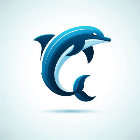 Dolphin logo design template. 3d vector icon with letter Cのイラスト素材