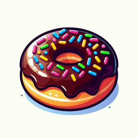 Donut with chocolate glaze on white background. Vector illustration.のイラスト素材