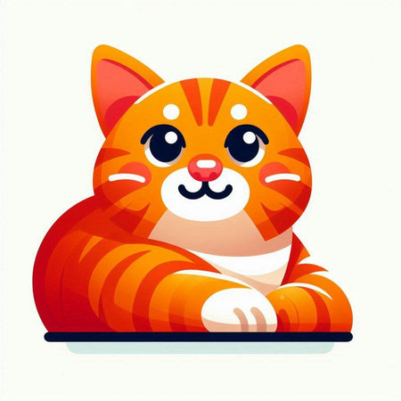 Cute cartoon red cat. Vector illustration isolated on white background.のイラスト素材