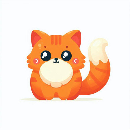Cute orange cat. Vector illustration in flat cartoon style isolated on white background.のイラスト素材