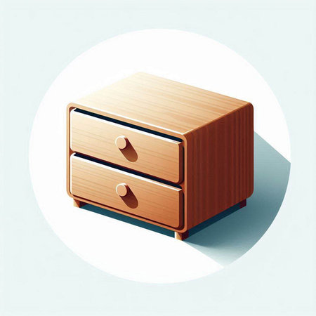 Illustration of a wooden chest of drawers on a light backgroundのイラスト素材
