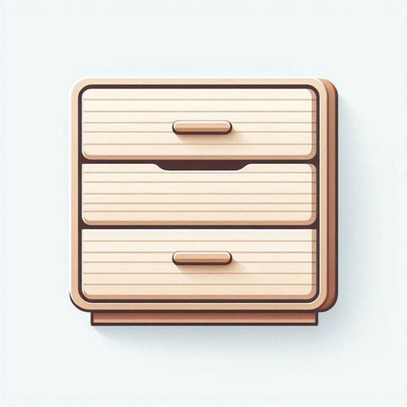 Wooden chest of drawers isolated on white background. 3d illustrationのイラスト素材