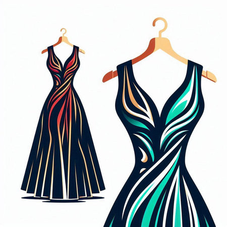 Wedding dress on a hanger. Vector illustration in retro style.のイラスト素材