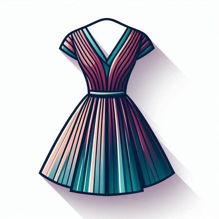 Illustration of a dress on a mannequin in retro styleのイラスト素材