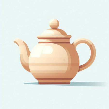 Ceramic teapot on blue background. Vector illustration.のイラスト素材