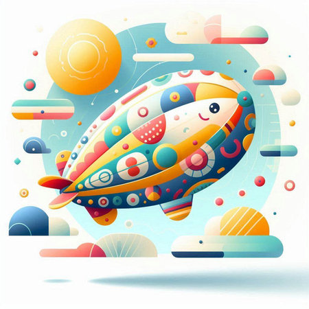 UFO in the space. Cartoon style. Colorful vector illustration.のイラスト素材