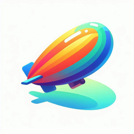 Illustration of colorful airship on a white background. Vector illustrationのイラスト素材
