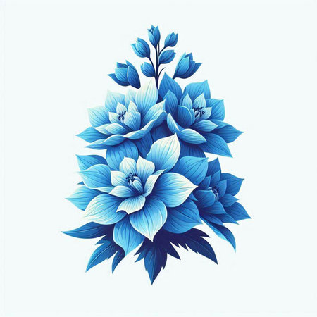 Beautiful bouquet of blue dahlias. Vector illustration.のイラスト素材