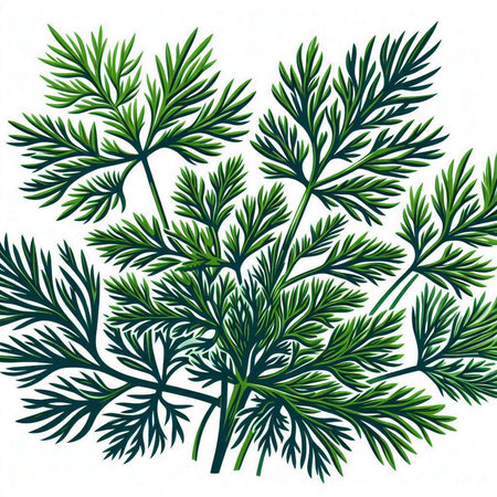 Dill leaves on a white background. Vector illustration. Eps 10のイラスト素材