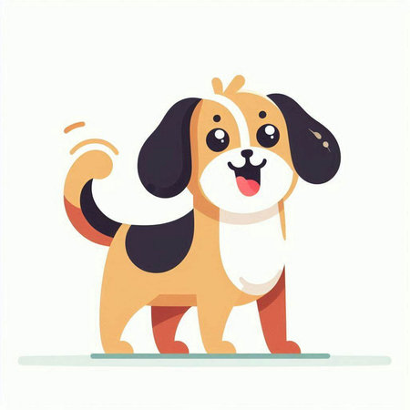 Cute cartoon dog on a white background. Vector illustration in a flat style.のイラスト素材