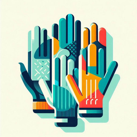 Colorful gloves icon in flat style. Vector illustration for your designのイラスト素材