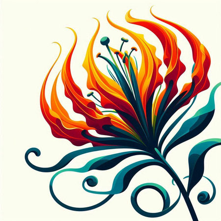 Illustration of floral background with lily flower, element for designのイラスト素材