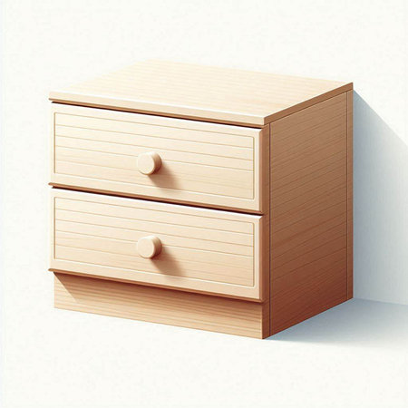 Wooden chest of drawers on white background. 3d renderのイラスト素材