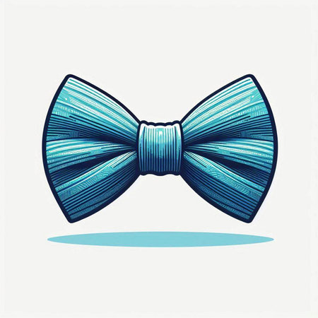 Illustration of a blue bow tie isolated on a white background.のイラスト素材