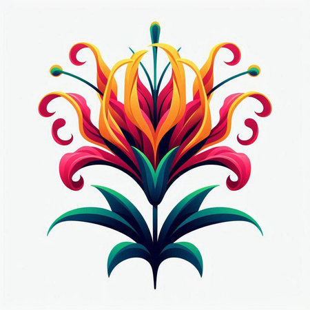 Colorful lily flowers on a white background. Vector illustration.のイラスト素材