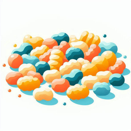 Colorful caramel candies on a white background. Vector illustration.のイラスト素材