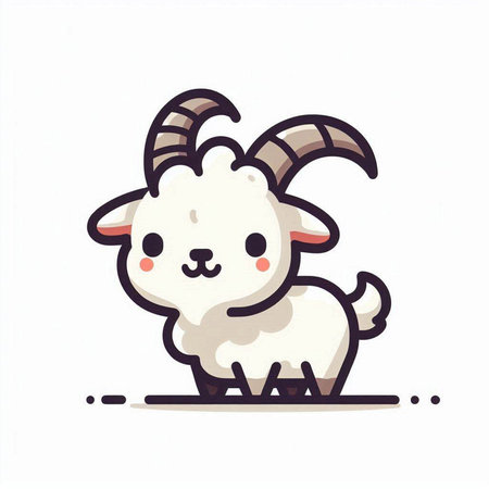 Cute goat character. Vector flat cartoon illustration. Isolated on white background.のイラスト素材