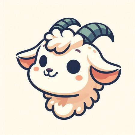Cute cartoon sheep. Vector illustration of a cute sheep on white background.のイラスト素材